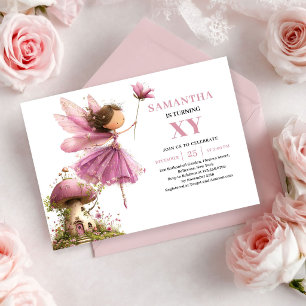 Convite Menina Fada Caprichosa Aniversário de 6 anos Rosa