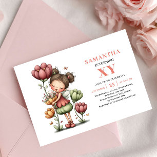 Convite Menina Fada Caprichosa Aniversário Floral Pastel R