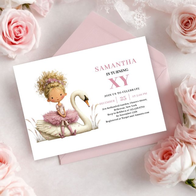 Convite Menina Fada Encantada 1º Aniversário Rosa Corado (Enchanted Fairy Girl 1st Birthday Blush Pink invitation)