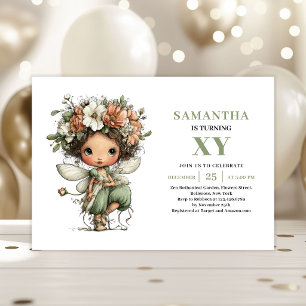 Convite Menina Fada Fofa 2º Aniversário Verde Floral