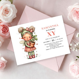 Convite Menina Fada Mágica 1º Aniversário Rubor Floral