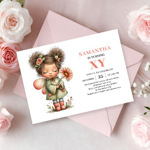 Convite Menina Fada Mágica Aniversário Rosa Floral Pastel