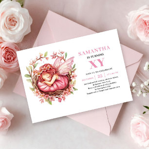 Convite Menina Fada Rosa Caprichosa Aniversário de 6 Anos