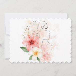 Convite Menina fecha os olhos com flor-aquarela