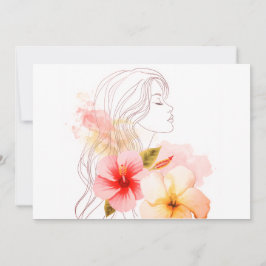 Convite Menina fecha os olhos com flor vermelha