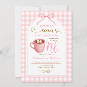 Convite Menina Fofa com Laço de Chocolate Quente 1º aniver