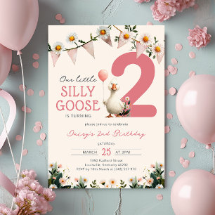 Convite Menina Gansa Floral 2º Aniversário