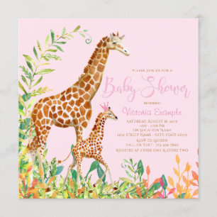 Convite Menina Giraffe Bebê Convidando
