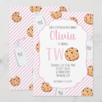 Menina Leite e Biscoitos Rosa 2º Aniversário