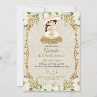 Menina Mexicana de Branco e Dourado está Fazendo A
