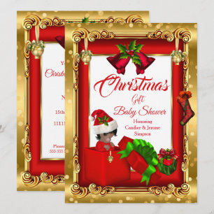 Convite Menina Natal Menino Chuvada de Bebê Caixa de Prese