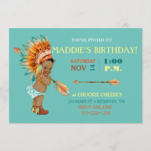 Convite Menina Nativa de Menina Nativa Morada Tribal