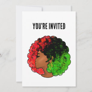 Convite Menina negra pan-africana mulher orgulho verde ver