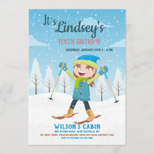 Convite Menina no Skis