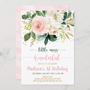Convite Menina Onelinda Boho Floral Birthday