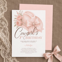 Menina Peach Coquette Script Cowgirl 1º Aniversári