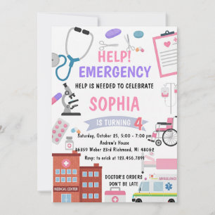 Convite Menina Personalizada Enfermeira Médico Aniversário