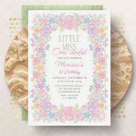 Convite Menina primeiro aniversario Miss Um Maravilhoso Fl