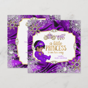 Convite Menina Princesa Mágica Chuvada de Bebê Roxo Étnico