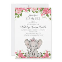 Menina Princesa Tiara Elefante Rosa Floral Sip See