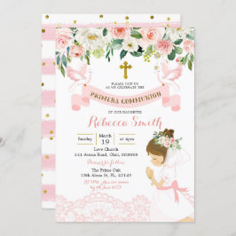 Convite Menina Rezando Primeira Comunhão Sagrada
