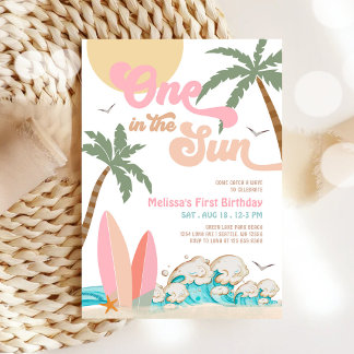 Convite Menina Rosa Do Tomate No Sol Surf 1º Aniversário
