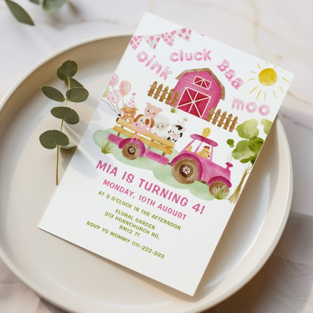 Convite Menina rosa Festa de 4 anos (Criador carregado)