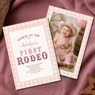 Convite Menina Rosa Primeiro Rodeio Foto 1º Aniversário