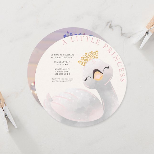 Convite Menina rosa, qualquer idade, aniversário de fotogr (Frente/Verso In Situ)