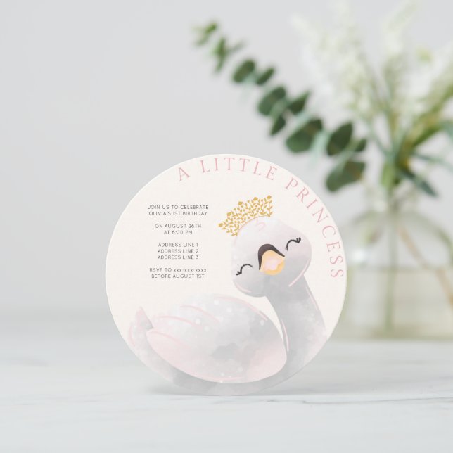 Convite Menina rosa qualquer idade de aniversário de moça (Em pé/Frente)