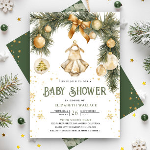 Convite Menina Rústica Boho Inverno Natal Chá de Bebê