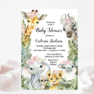 Convite Menina Safari Baby Shower