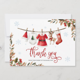 Convite Menina Santa Bebê Natal Obrigada