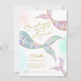 Convite Menina Sereia Sob O Segundo Aniversário Do Mar
