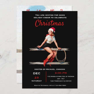 Convite Menina Sexy Pin-Up Vintage Naughs ou um Bom Natal