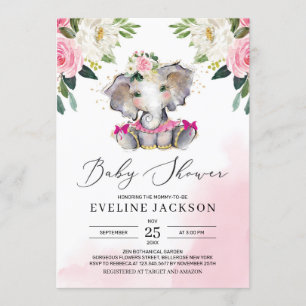 Convite Menina solitária tutu bailarina, bebê elefante boh