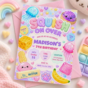 Convite Menina Squishy Fofa Kawaii Festa de Aniversário Co