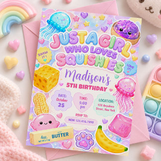 Convite Menina Squishy Fofa Kawaii Festa de Aniversário Co