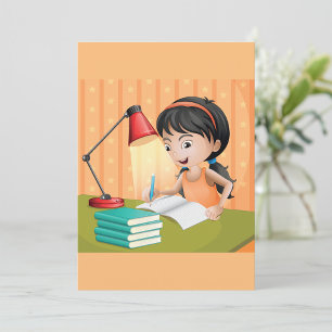 Convite Menina Trabalhando Em Uma Mesa
