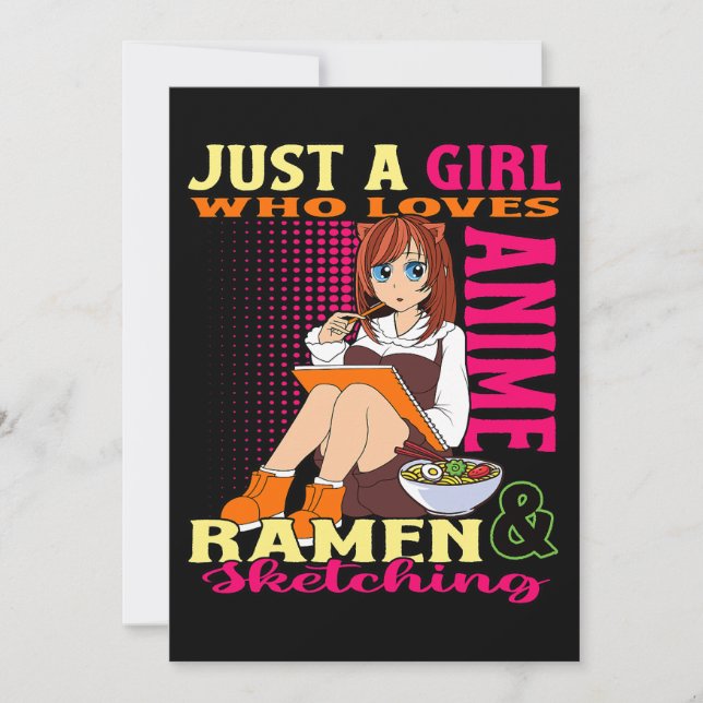 Convite Menina Trendy Anime Bonito Ramen Bowl Ama Anime (Frente)