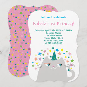 Convite Menina Unicórnio Rosa 1º Aniversário
