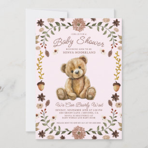 Convite Menina Urso de Pelúcia Aquarela Churrasco de Bebê