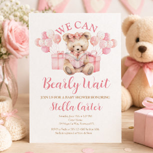 Convite Menina Urso de Pelúcia Rosa Churrasco Urso Mal Agu