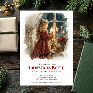 Convite Menina Vitoriana Clássica Esperando o Papai Noel D