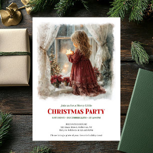 Convite Menina Vitoriana Rústica Esperando o Papai Noel Di