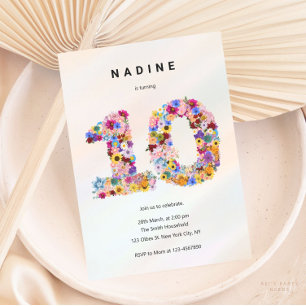 Convite Meninas 10º Aniversário Décimo Aniversário Jardim 