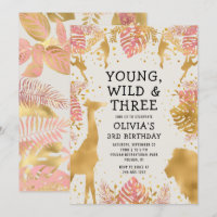 Meninas Aniversário de 3 anos Rosa Dourado Creme S