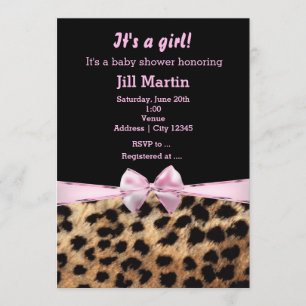 Convite Meninas Arco Rosa Preto Guepardo Leopardo