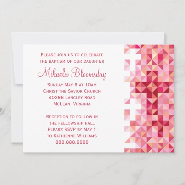 Convite Meninas Baptism Bebê Dedicação Primeira Santa Comu (Frente)