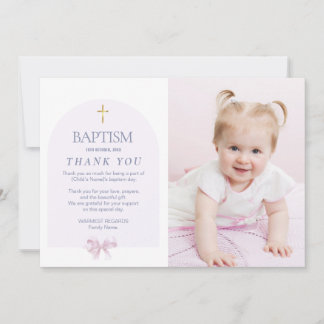 Convite Meninas Batismo Obrigado com a Foto, Tema de Arco 